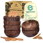 Of 6 Natural Coconut Bowls And Wooden Spoon Sets Organic Reusable Eco-f.... Fixed Price $41.40.