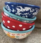 The Pioneer Woman Flea Market 4 Piece 3.12IN Dip Bowl Set Ceramic Dish Plate. Fixed Price $28.45.
