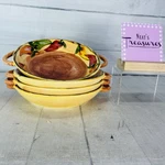 Tabletops Mexican 101 Red Yellow Peppers 8" Individual Twin Handled Bowl Set 4. Fixed Price $36.54.