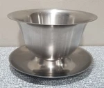 Vollrath #6206 Stainless Steel Gravy Dip Bowl Server W/ Attached Saucer. Fixed Price $7.95.