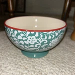 Pioneer Woman Traveling Vines Flowers Red Rim Teal Soup/cereal Bowl. Fixed Price $12.00.