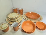 Oneida Deluxe Set Of Melon Dishes Plates Mugs Saucers Bowls Serving Creamer. Fixed Price $59.99.
