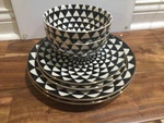 Thyme & Table Dinnerware Black White Medallion Stoneware Salad Bowl -6P. Fixed Price $38.44.