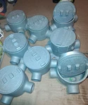 8 Appleton Killark Weatherproof Round Metal Outlet Box Gray Gr-efhc Set. Fixed Price $150.00.