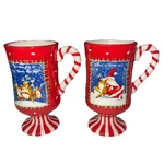 2 Mud Pie Christmas Candy Cane Peppermint Santa & Reindeer Pedestal Mug 14OZ Cup. Fixed Price $17.65.