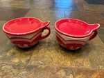 Pair Temp-tations Red Doodle Rooster 5.5" Chili Soup Bowl Giant Coffee Cup. Fixed Price $20.20.