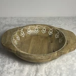 Cravings By Chrissy Teigen Rustic Farmhouse Mango Wood Boho Serving Bowl. Fixed Price $23.00.