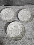 Set Of 3 Signature Stoneware Salad Or Pasta Bowls Grey Stripe Tie Dye 8 Inch. Fixed Price $30.00.