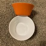 Pre-o /2 Racheal Ray Square Round Cereal Bowls Dish Safe/ Ceramic/dk Or/snack. Fixed Price $65.00.