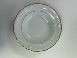 Royal Kent - RKT17 Soup Bowl Embossed White With Gold Trim. Fixed Price $5.00.