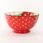 Pioneer Woman Holiday Cheer Charm Poinsettia Bowl Red Polka Dot 6 Stoneware. Fixed Price $14.99.
