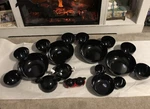 Lot Disney Mickey Mouse Salt Pepper Dip/chip Serve Bowl Black By Zak. Fixed Price $64.00.