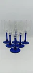 Set Of Rare Luminarc Wine Glasses Clear Bowl Cobalt Stem; 6.75" Tall; 8 Oz.. Fixed Price $65.99.