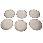 6 Vintage 1929 Pope-gosser Sepia Gold Trimmed Ceramic China Small Round Bowls. Fixed Price $25.00.