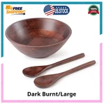 12 Dark Burnt Wooden Salad Bowl Set With Serving Utensils Eco-friendly, Mult.... Fixed Price $48.98.