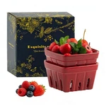 Ceramic Berry Basket Fruit For Kitchen Counter Square Bowl With .... Fixed Price $25.04.