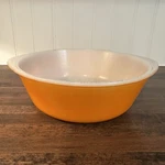Vintage Glasbake Mixing Bowl With Handles J-2355 Orange 8.5 Rare. Fixed Price $19.87.