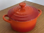Le Creuset Volcanic Flame Mini Cocotte Small 8OZ. Dish Bowl With Lid. Fixed Price $21.99.