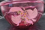 Signed Pairpoint Art Glass Cranberry Hand Painted Love Doves & Floral Bowl. Fixed Price $50.16.