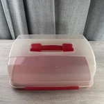 Lock Cupcake Dessert Casserole Carrier W/ Handle Red 15"X10"X6" No Insert. Fixed Price $13.50.