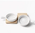 Set Of 2 Crate & Barrel Porcelain 6" Handled Bowls/baking Dishes Nwob. Fixed Price $28.00.
