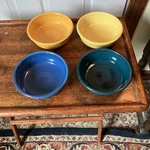 Set Of 4 Fiesta Ware Soup Cereal Bowls Coupe 5/8 Yellow Blue Green. Fixed Price $32.50.