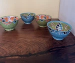 4 Yokohama Studio Japan 6" Rice Soup Noodle Bowls Hand Painted & Embossed Dots. Fixed Price $79.99.