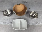 Olive Wood Tribal Round Bowl Handcrafted 4 Diameter Inlaid Bon Sauce Lot G77D. Fixed Price $20.00.
