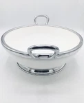 Zodax Handcrafted White Ceramic & Silver Handled Footed Serving Bowl Beauty. Fixed Price $60.00.