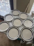 Orbit Stoneware 223 Blue Stripe 7.75" Salad Plate Japan Mint Condition Set Of 8. Fixed Price $49.99.