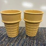 Ceramic Ice Cream Cone Cups Set 2 Dessert Bowls Retro Kitchen Fun Party Summer. Fixed Price $25.00.
