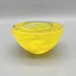 Kosta Boda Sweden Atoll Cadmium Yellow Swirl Candleholder Ring Dish Anna Ehrner. Fixed Price $33.75.