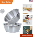 2QT Microporous Stainless Steel Colander & Mixing Bowl Set For Kitchen Elegance. Fixed Price $34.39.