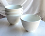 Contemporary Ridged Matte White Jade Melamine Rice Soup Dessert Bowls Pack Of 6. Fixed Price $38.99.
