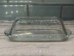 Anchor Hocking Presence Glass Butter Dish Clear Domed Lid Vintage Kitchen. Fixed Price $15.99.