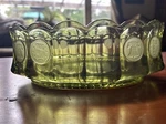 Vintage Fostoria Glass Bowl Coin Oval Olive Green 9" X 5 1/2". Fixed Price $13.99.