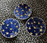 Lot 3 Churchill Pier Salad Plates Angleterre Blue 1/8" Yellow Stars CCH14. Fixed Price $27.92.