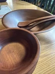 Mid-century Walnut Salad Bowl Set By Styson. Fixed Price $16.99.