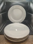 Renaissance White By Mikasa Dinner Plates D4900 Embossed Rim Japan Set Of 5. Fixed Price $62.99.