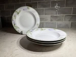 Pier 1 Ambrosia Soup Bowls Set Of 4 Nos W/ Tags Porcelain Lavender Green Leaf 9. Fixed Price $59.99.