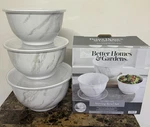 Serving Bowl Set Better Homes & Gardens White Marble 6 Pieces New. Fixed Price $33.88.