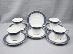 Royal Doulton Sherbrooke H.5009 England: Flat Cups 2-7/8"; 6 Saucers 2" Indent. Fixed Price $20.00.