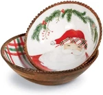 Mud Pie Santa & Plaid Enamel Mango Wood Nested Bowls Set. Fixed Price $35.00.