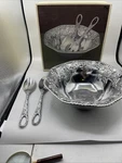 Lenox Grape Weave Piece Salad Set Silver Tone Tarnish Free Metal Alloy 13". Fixed Price $78.00.