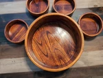Vintage Wooden Salad Bowl Set Woodard & Charles New York Mid Century Retro 1960S. Fixed Price $45.00.