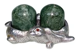 Arthur Court Metal Bunny Rabbit Salt Pepper Shaker Green Marble Set 1993. Fixed Price $23.99.