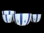 Set Of 4 - Pottery Barn Tiburon Blue White Ceramic Cereal Bowls Microwave Safe. Fixed Price $31.99.