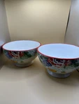 Set Of 2 Pioneer Woman Country Garden Footed Soup Cereal Bowls 6 Red Rim. Fixed Price $20.00.