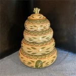 Temp-tations Old World Ceramic Nesting 4 Bowl Set W/ Lid, Green Floral. Fixed Price $25.00.
