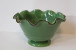 Crate & Barrel Green Footed Ceramic Centerpiece Fluted Bowl 12" X 7 1/4". Fixed Price $27.77.